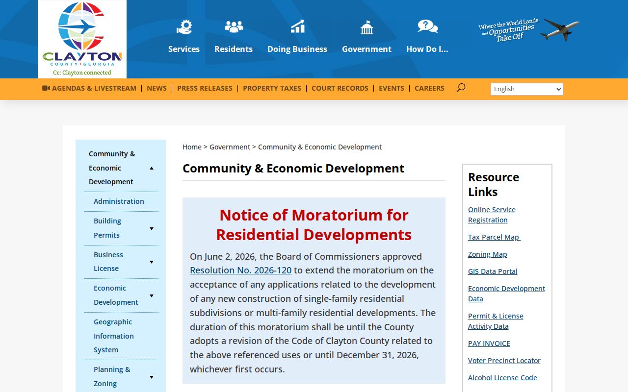 Clayton County Community Development page for neighborhood and land contacts