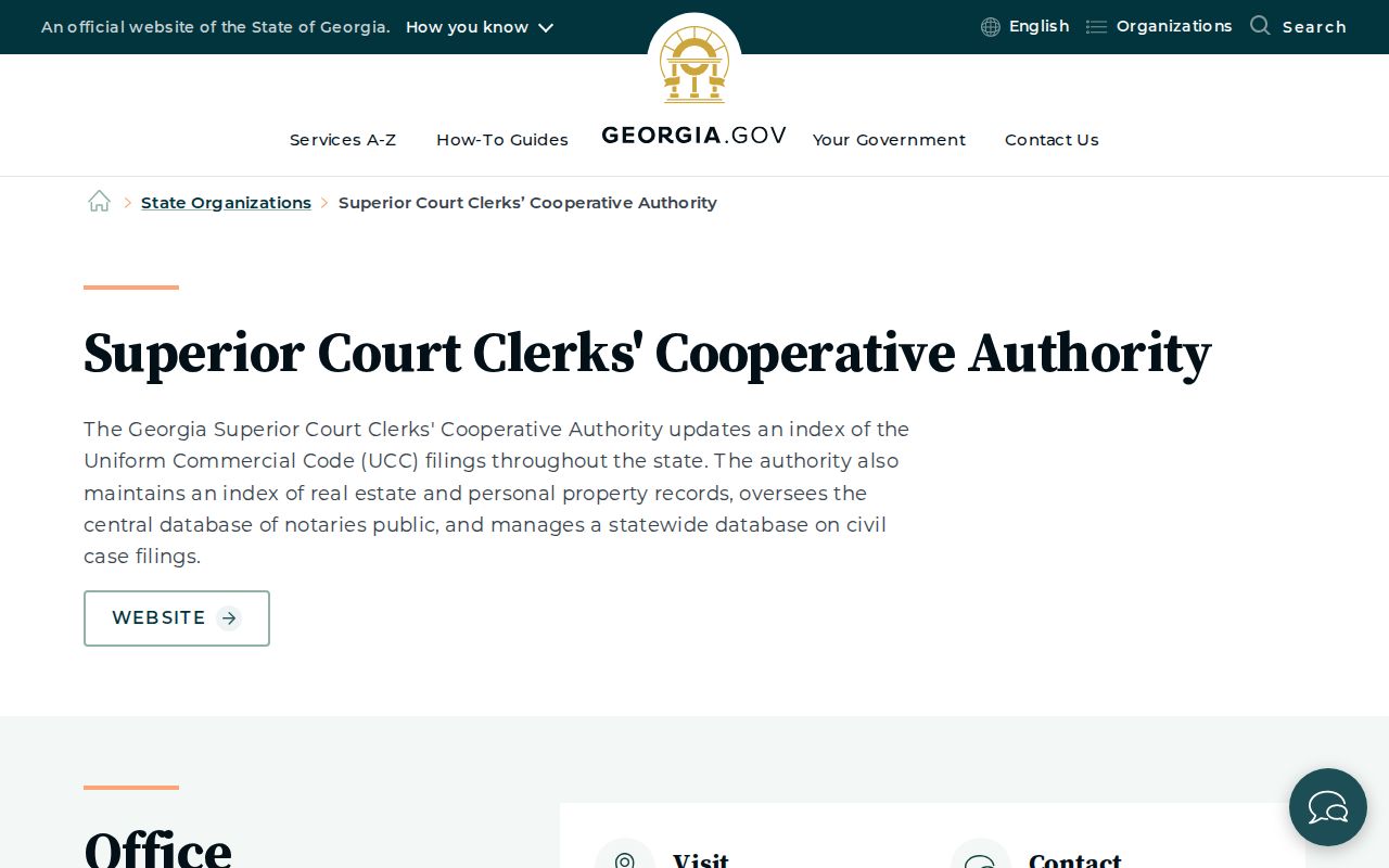 Georgia government page for the Superior Court Clerks Cooperative Authority