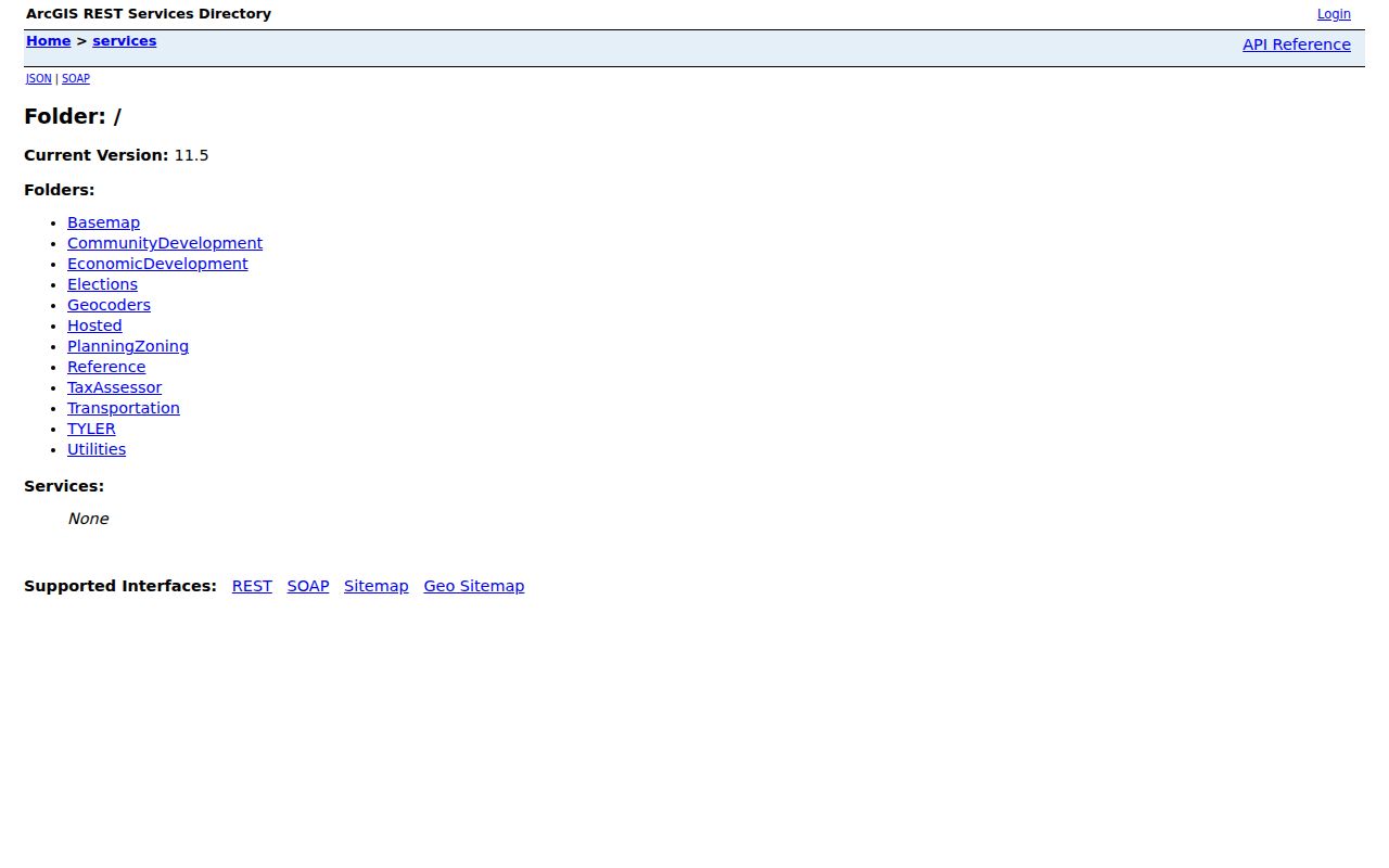 Clayton County street directory view of the official GIS service directory