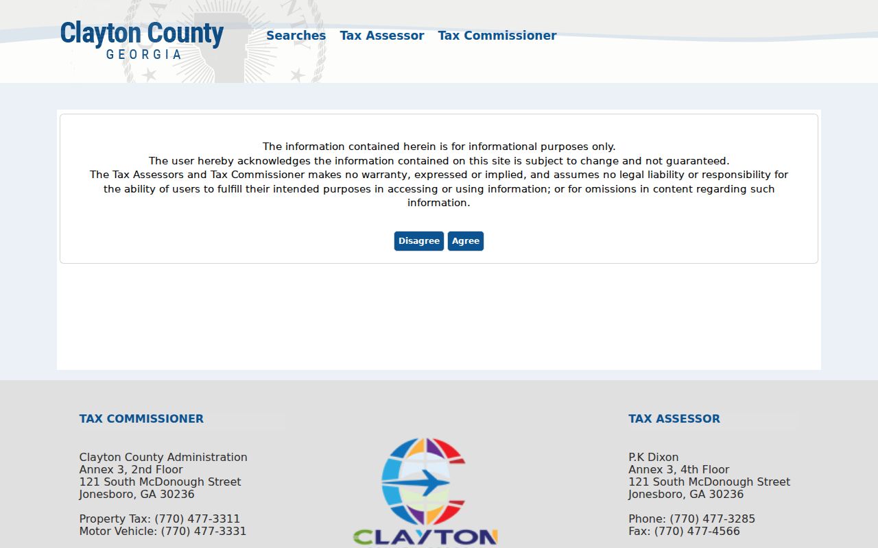 Clayton County real-property street and parcel search interface
